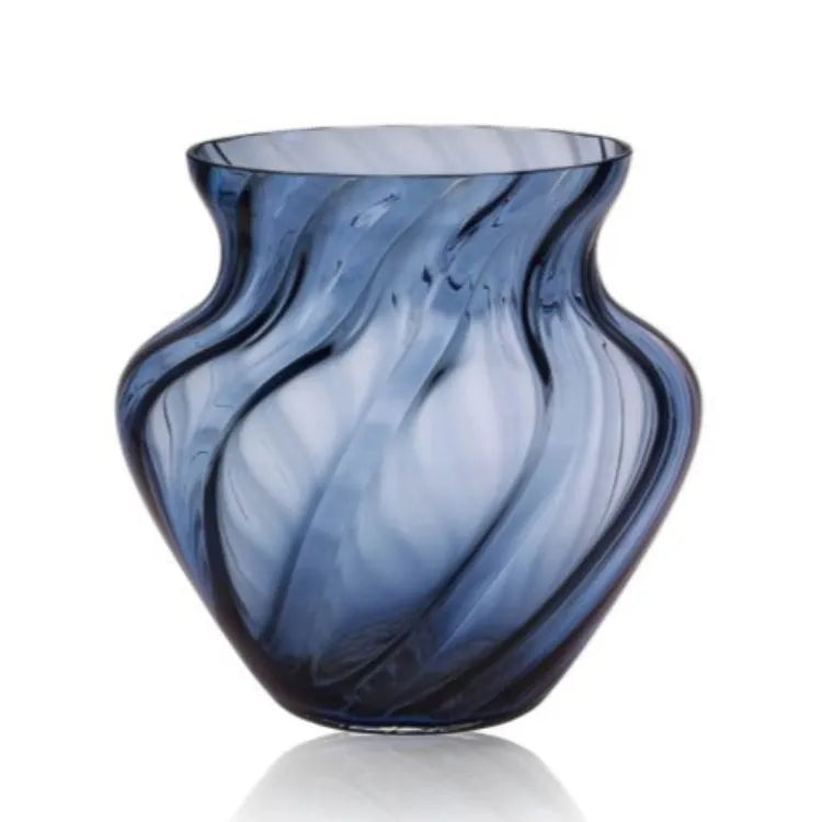 Dekorative große Vase aus Kristallglas in rauchblau – Oertelcrystal