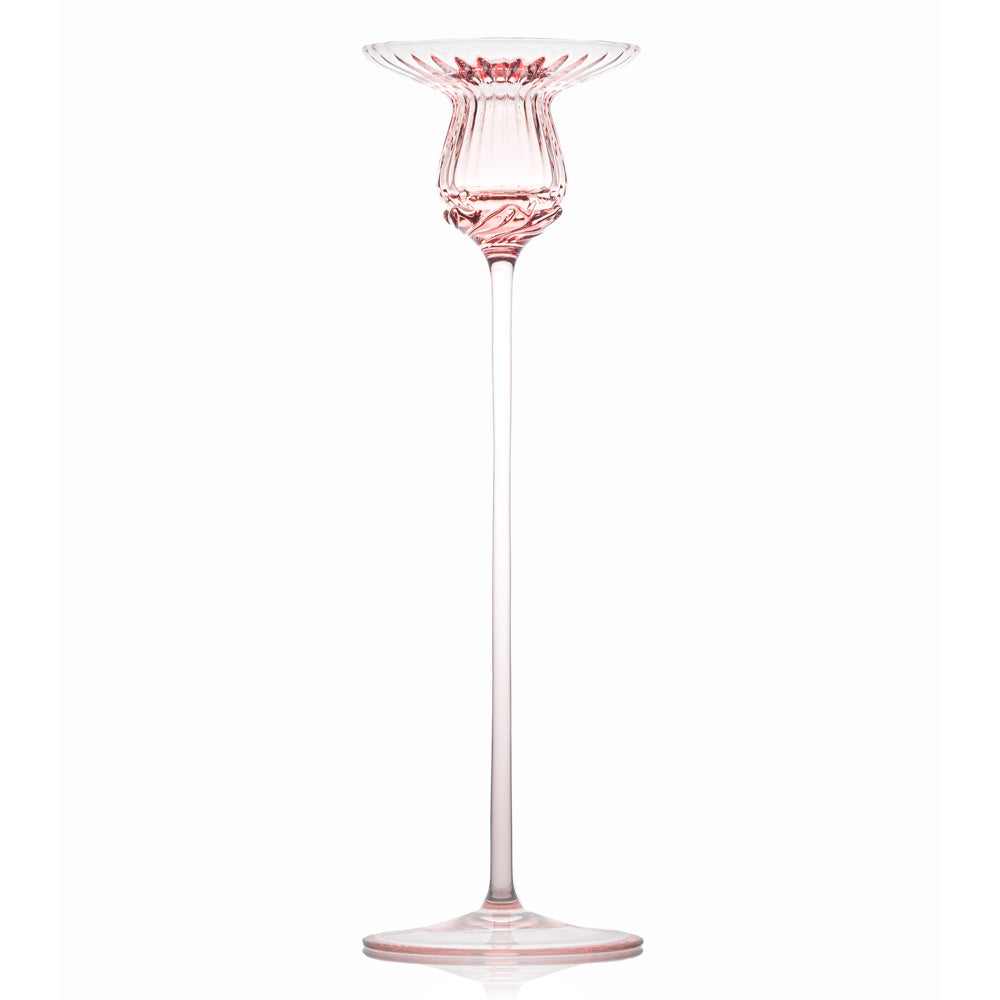 rosa Glas- Kerzenhalter von OertelCrystal