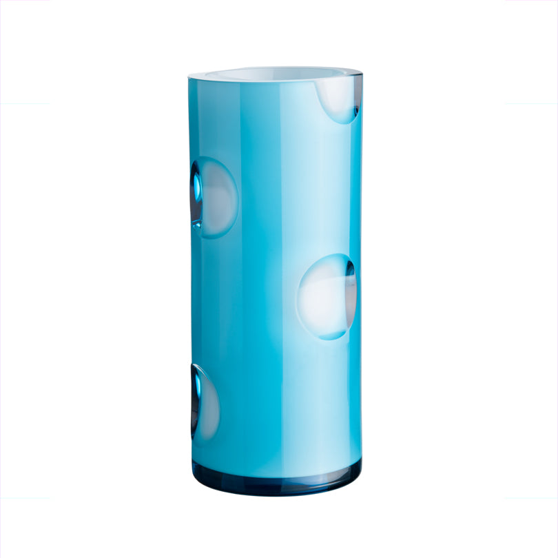 hellblaue Zylindervase von OertelCrystal