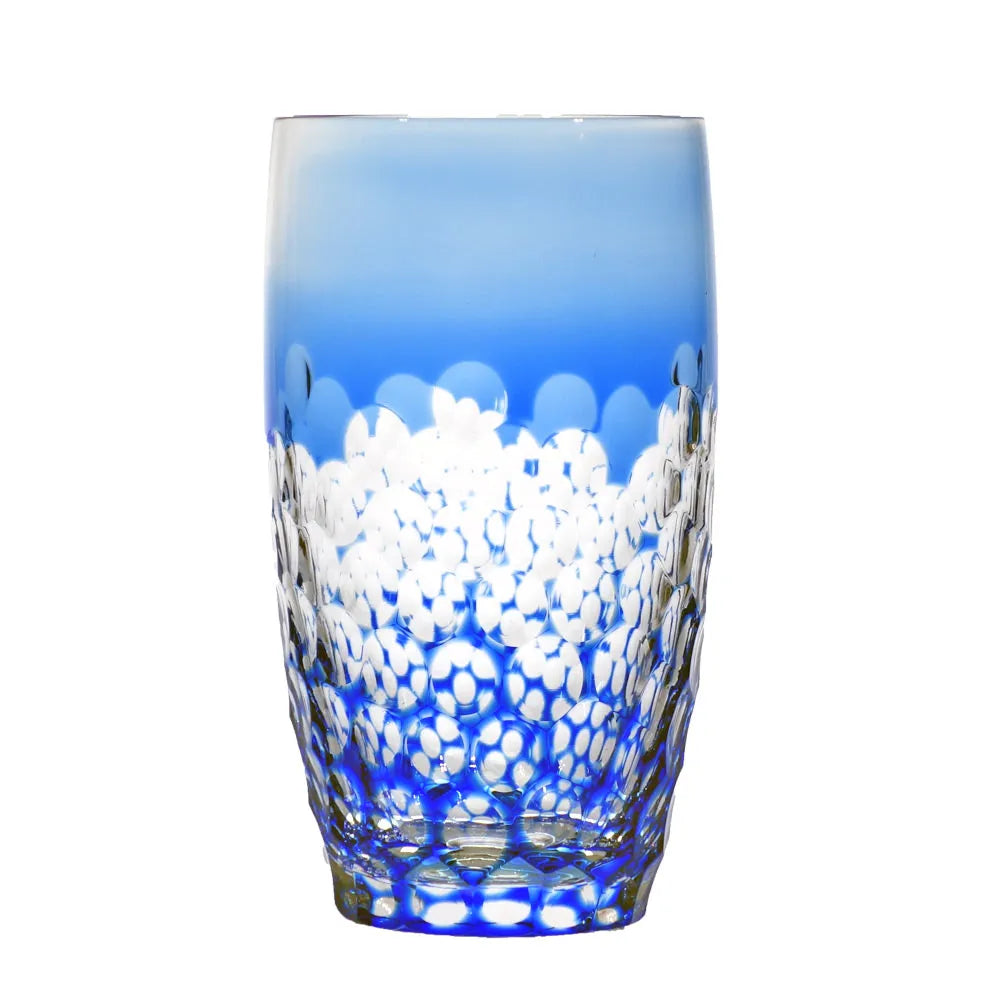 Blauer geschliffener Kristallglas Becher