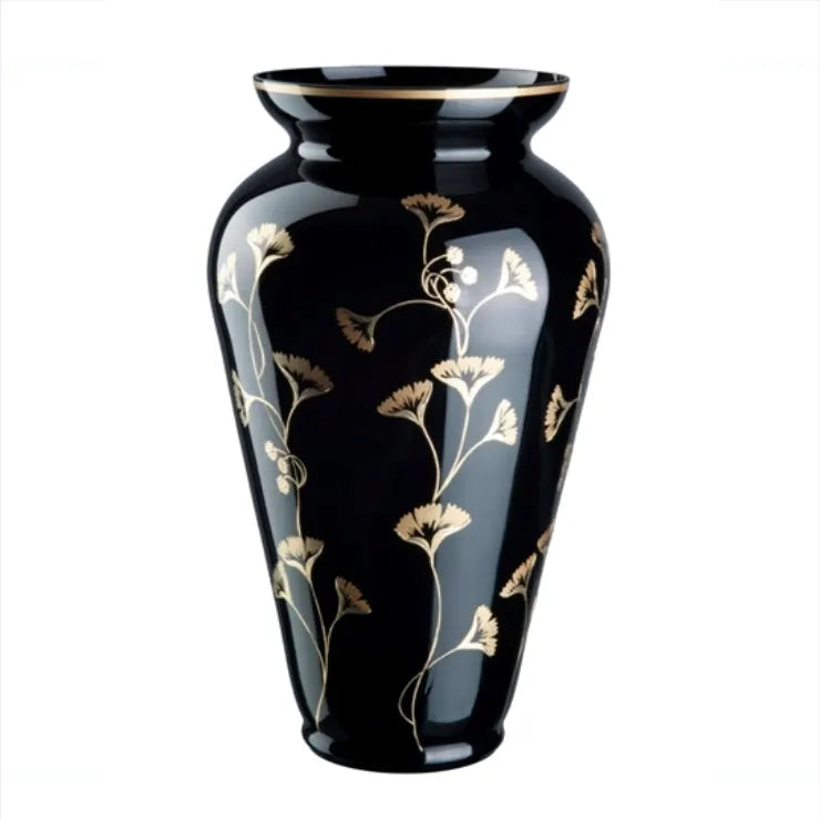 Bodenvase mit 21ct. goldenen Ginkgo Dekor