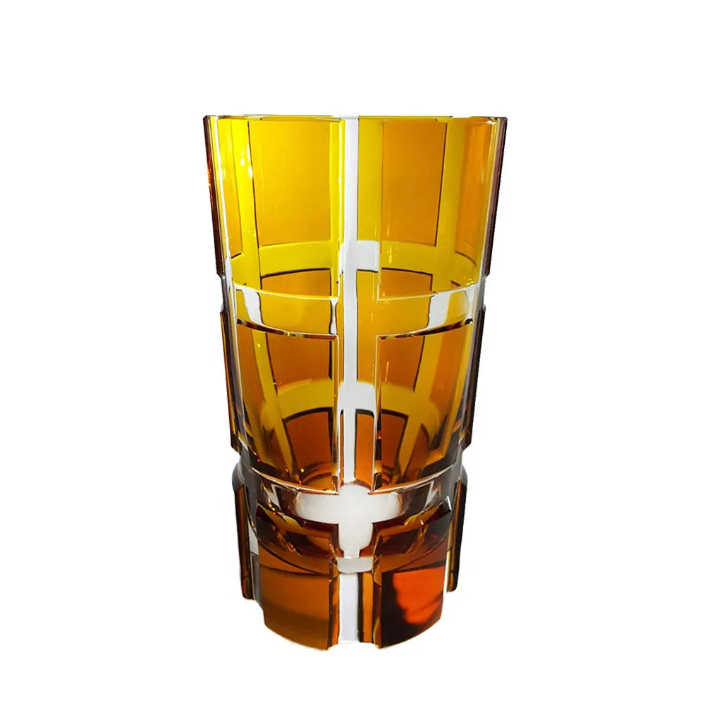 Bernsteinfarbenes Longdrink Glas mit Schliff