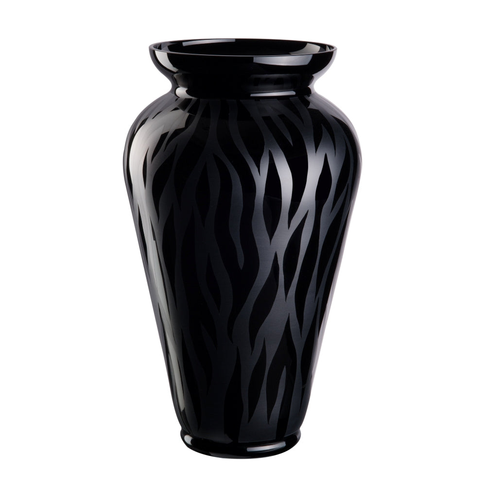 schwarze Vase mit Zebramuster