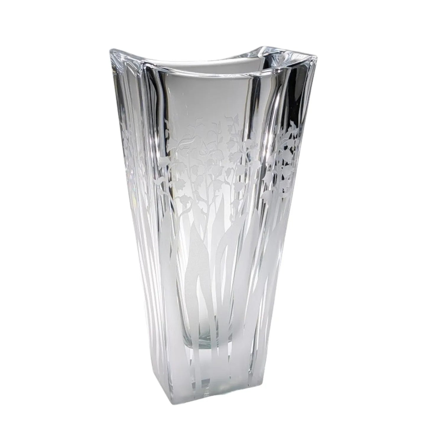 eckige-Kristallvase mit Maiglöckchendekor