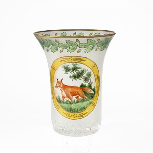 OertelCrystal Glas bemalt mit Fuchsmotiv
