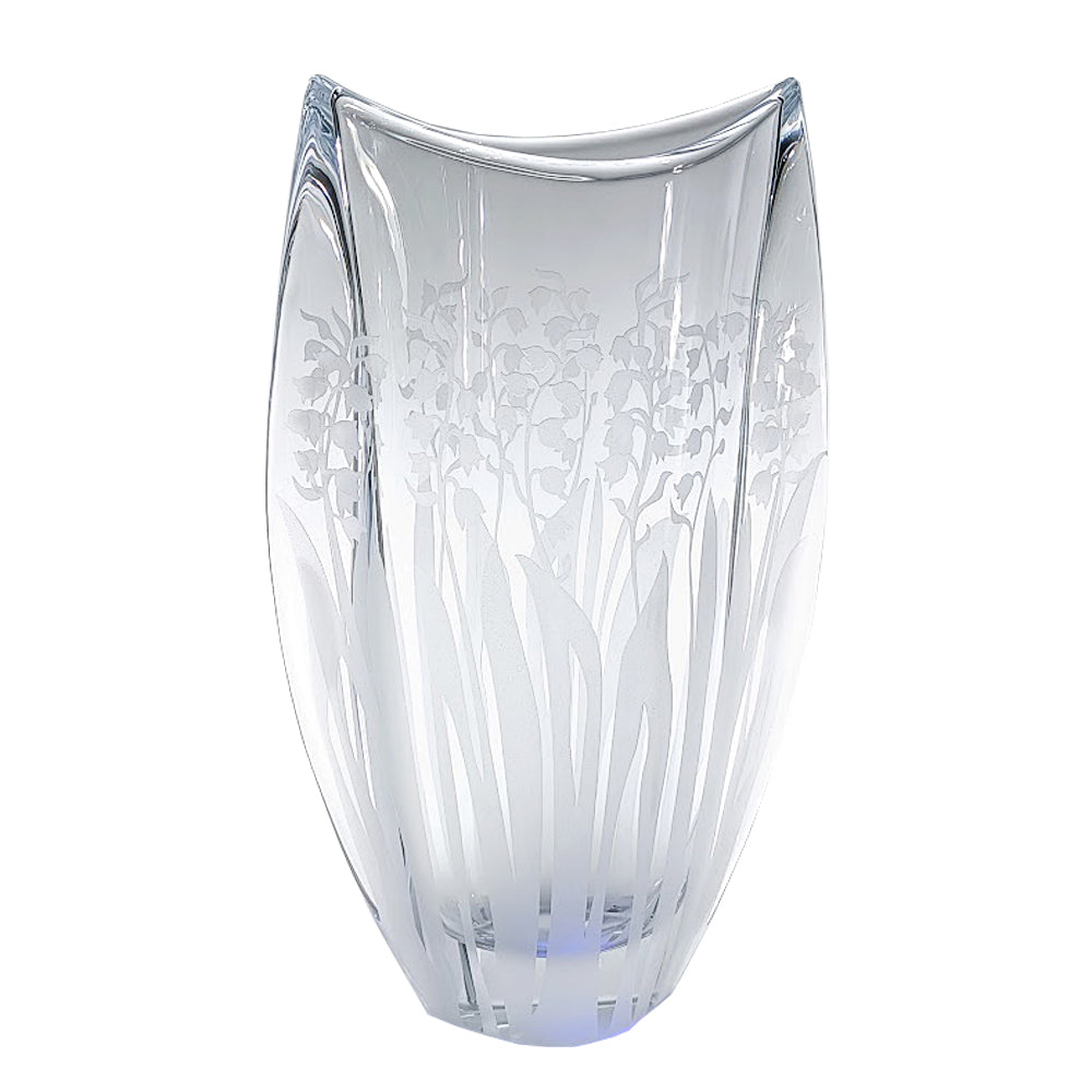 große Kristallvase mit Maiglöckchenmotiv