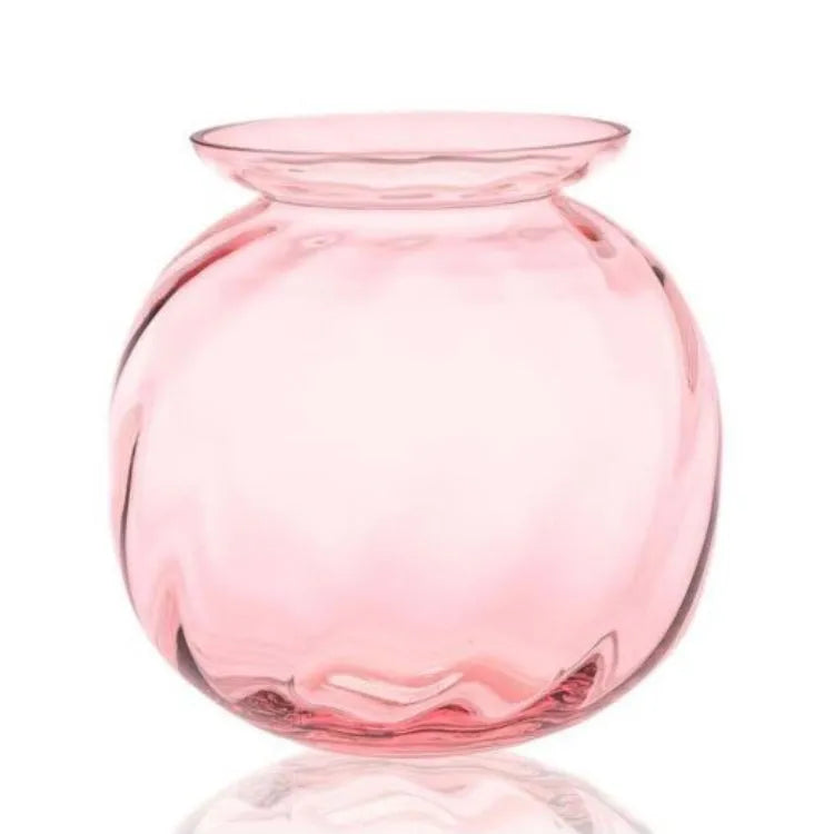 Dekorative große Kugelvase aus Kristallglas in rosa – Oertelcrystal