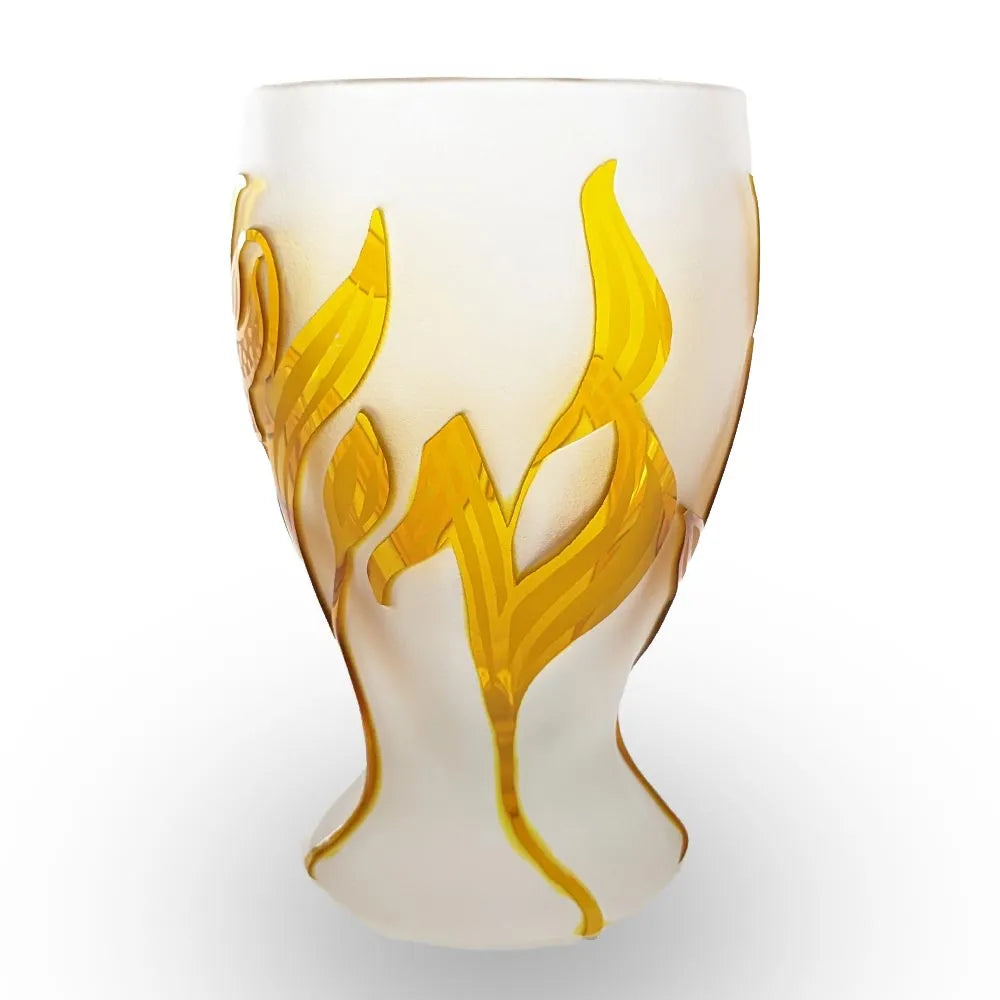 Rückseite der Vase mit Lilienmotiv bernsteinfarben