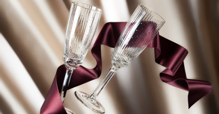 Mundgeblasene Champagnergläser aus Kristall