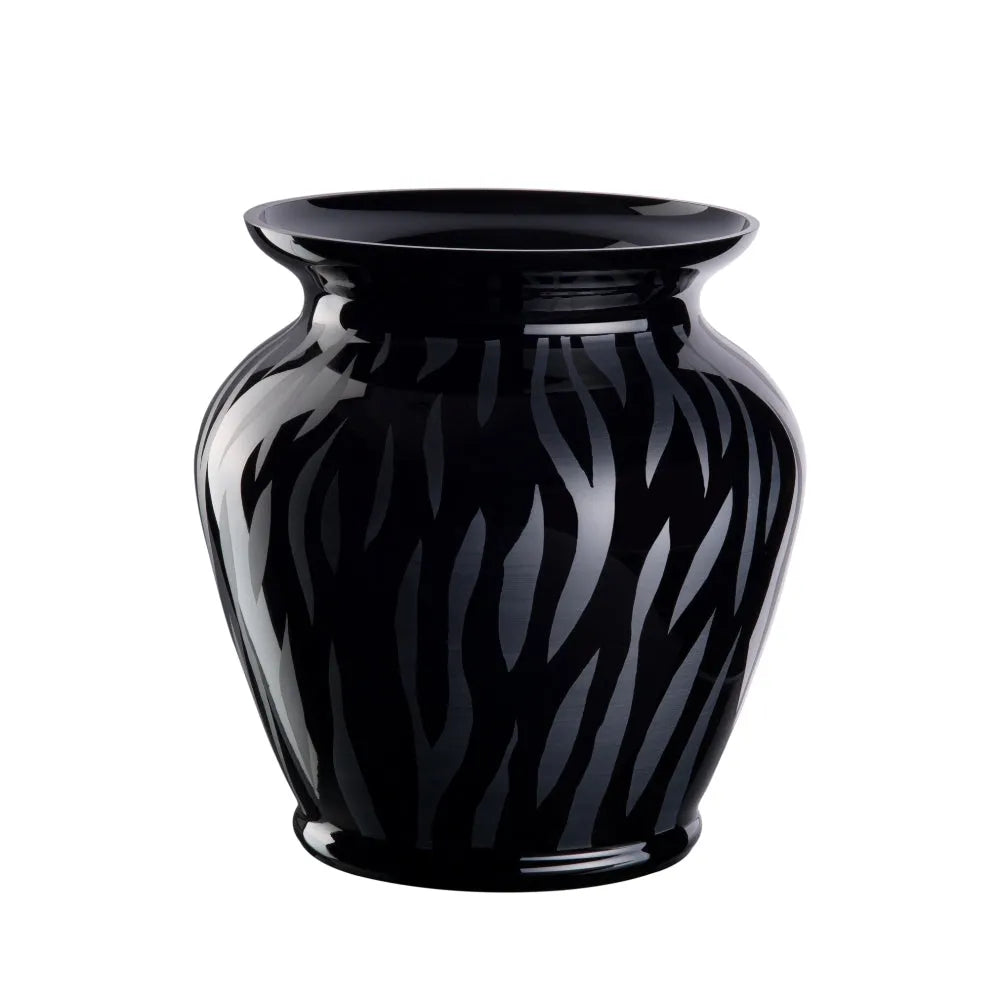 große schwarze Kristallglas Vase