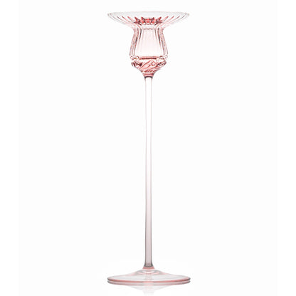rosa Glas- Kerzenhalter von OertelCrystal