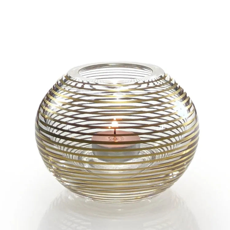 kleines Windlicht mit goldenen Linien 
