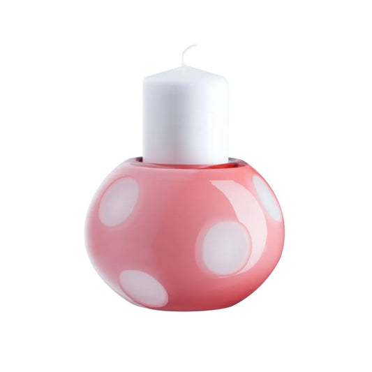 runder Kerzenhalter aus Opalglas von Oertelcrystal