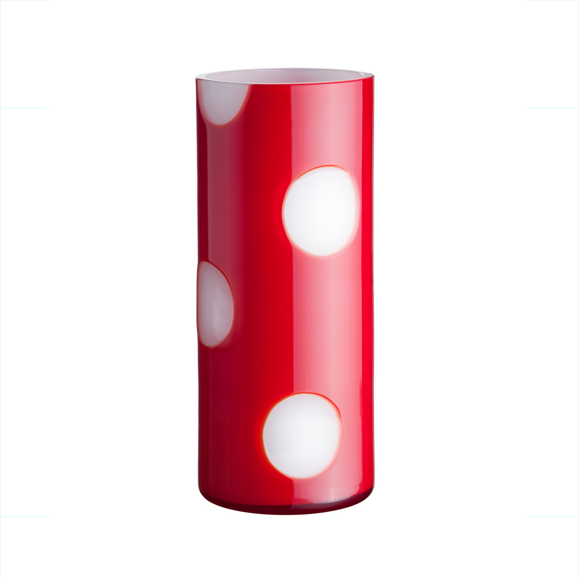 rote Vase aus Opalglas von OertelCrystal