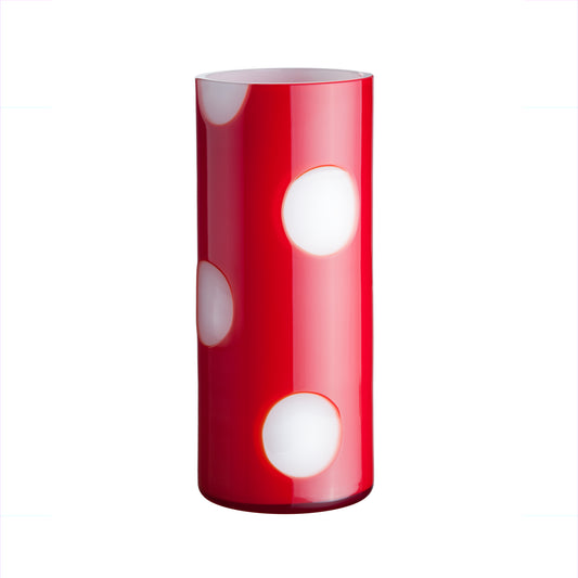 rote Vase aus Opalglas von OertelCrystal