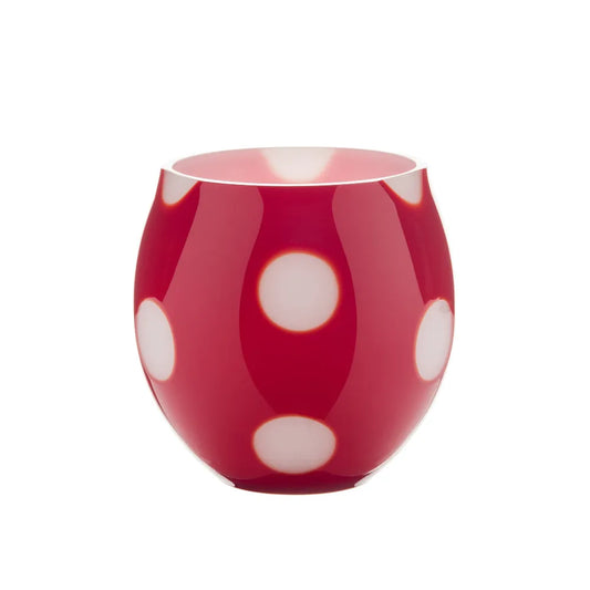 Großes rotes Windlicht aus Opalglas von OertelCrystal