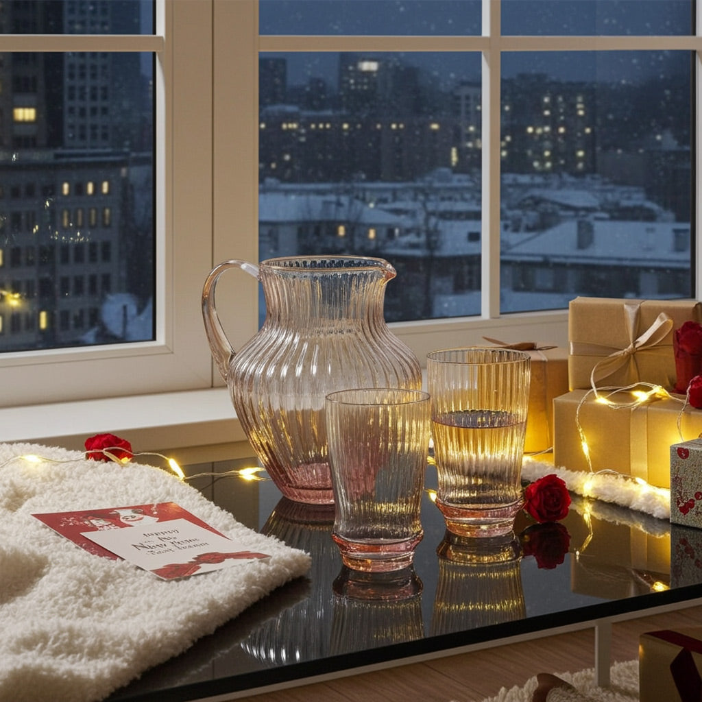 Oertel Kristallglas Set: Krug und 2 Becher Maria rosa