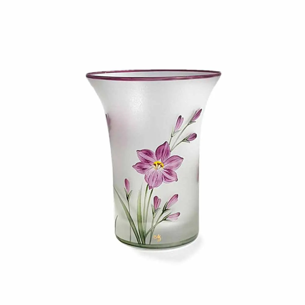 Becher mit Gladiolenmotiv handbemalt