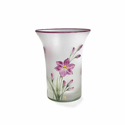 Becher mit Gladiolenmotiv handbemalt