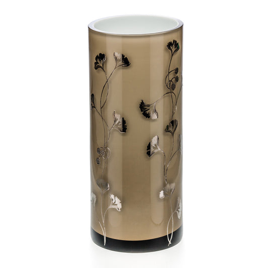 Zylindervase mit silbernem Fabergé Dekor von OertelCrystal