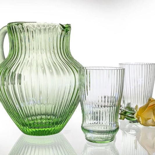 Krug und 2 Becher aus Kristallglas