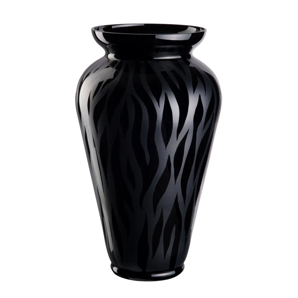 schwarze Vase mit Zebramuster 