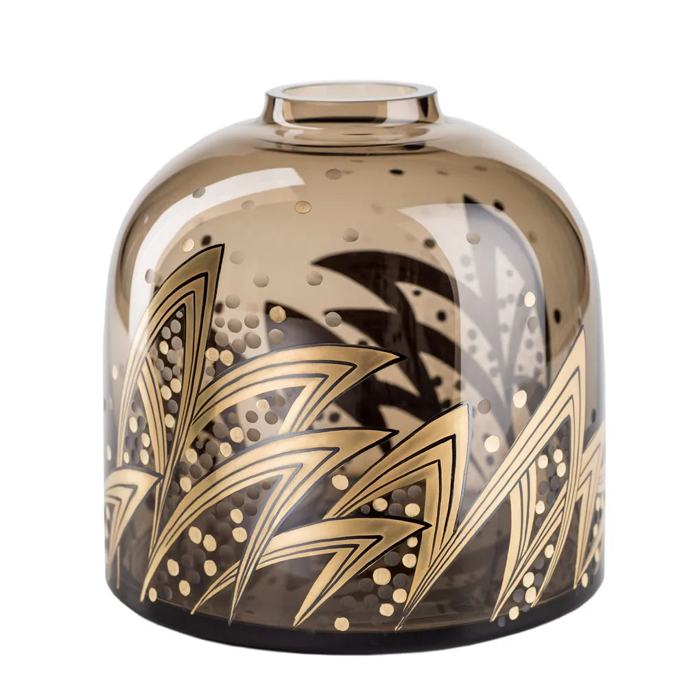 Zweigvase aus braunem Kristallglas mit Art Deco Design