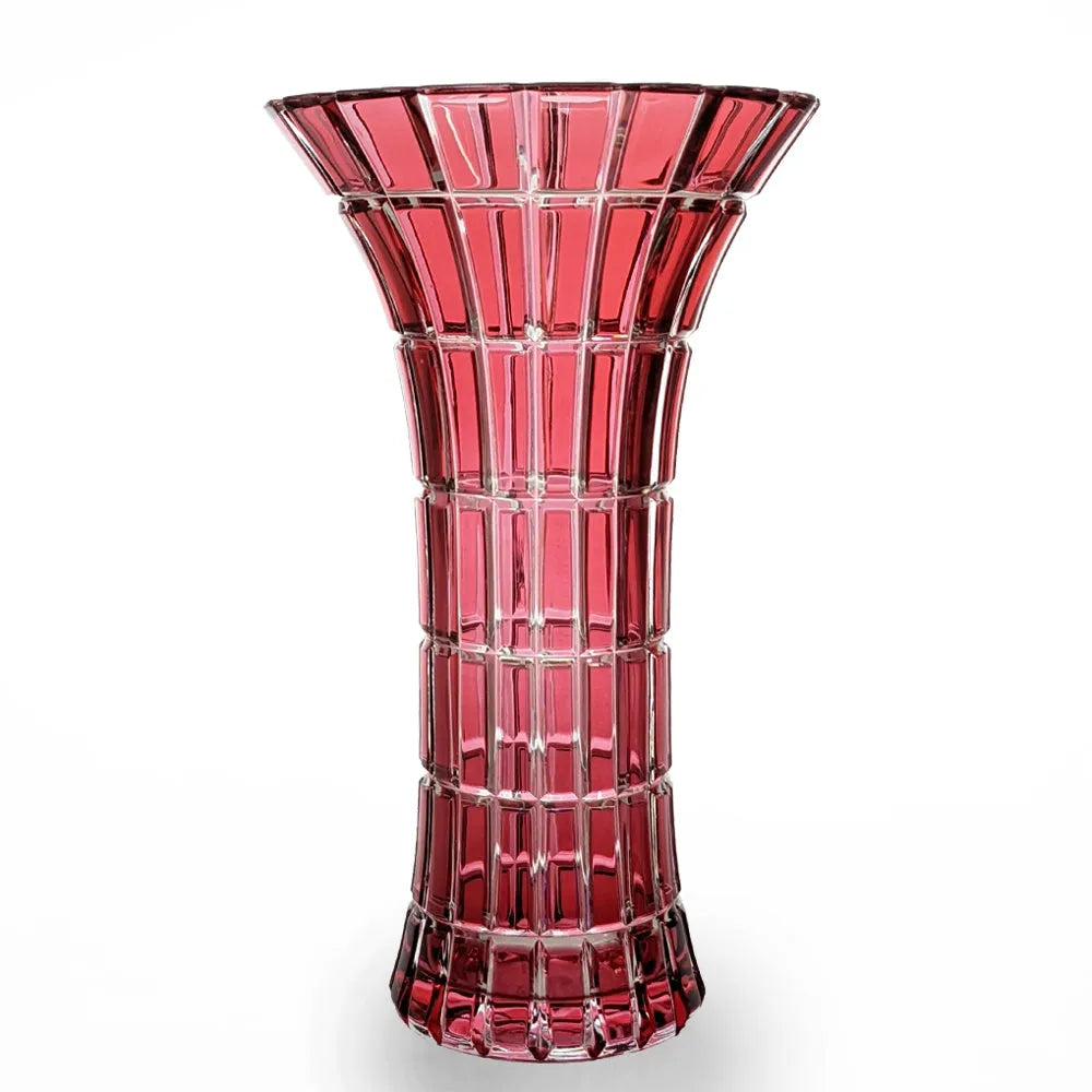 Kelchförmige rote Vase aus Überfang Bleikristall, 24cm hoch