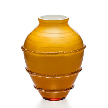 Blumenvase aus leuchtend gelbem Opal Überfangglas