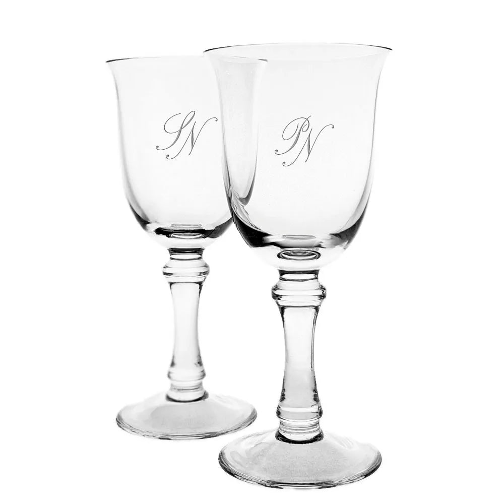 2 klassische Weingläser mit Monogramm