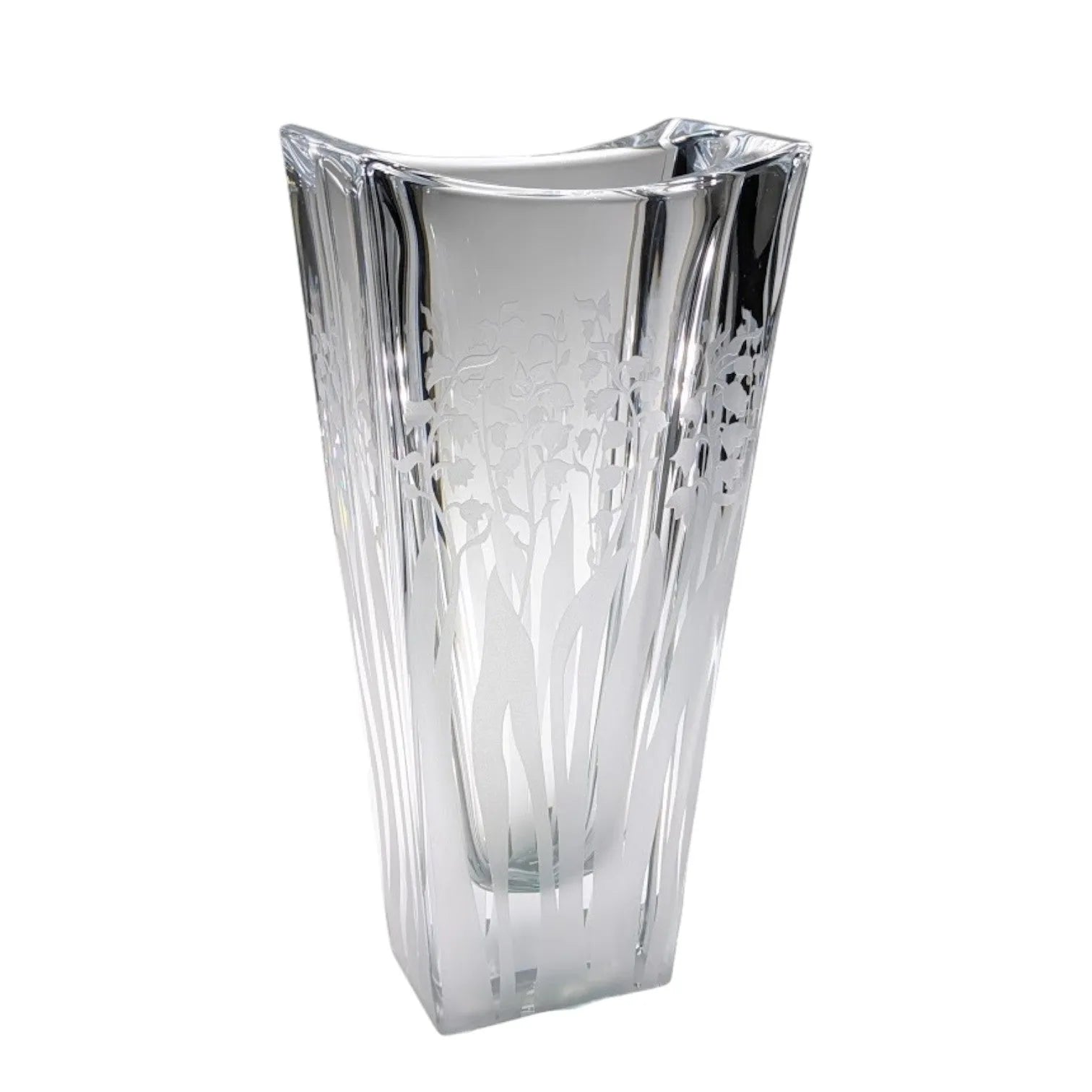 eckige-Kristallvase mit Maiglöckchendekor