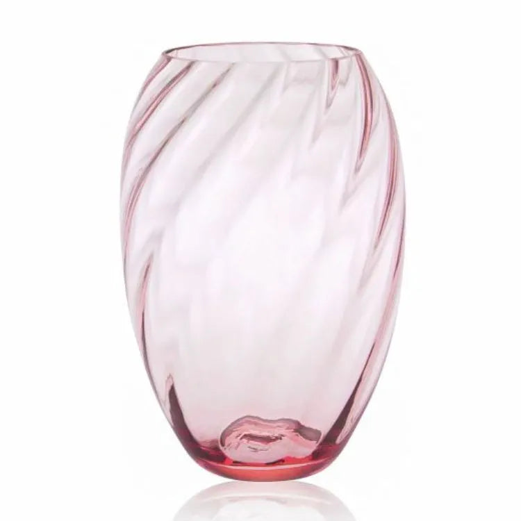 Vase aus rosa Kristallglas mit optischen Effekten