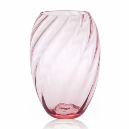 Vase aus rosa Kristallglas mit optischen Effekten