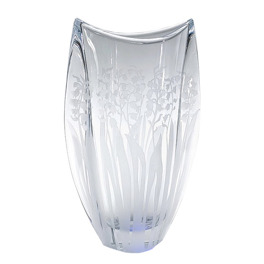 große Kristallvase mit Maiglöckchenmotiv