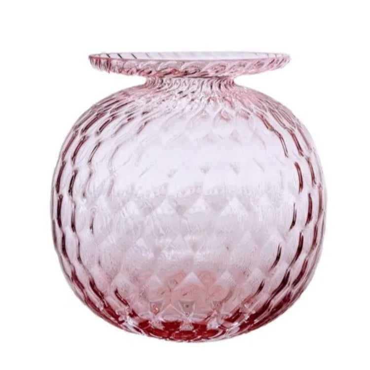 hellrosa Kugelvase aus Kristallglas