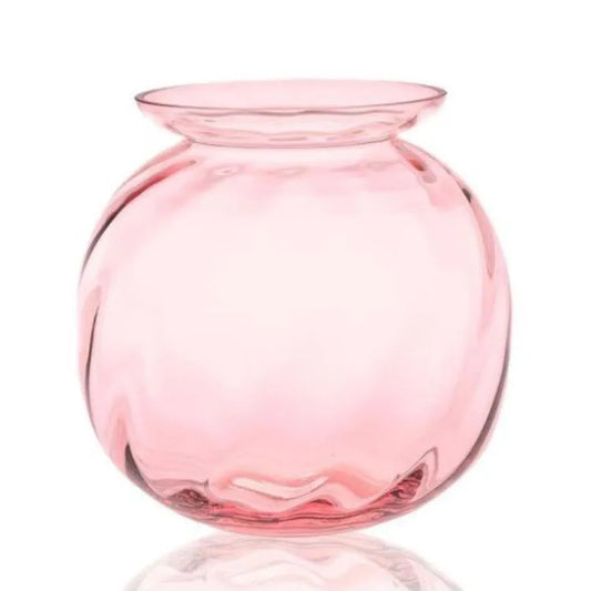 große rosa Kugelvase aus Glas