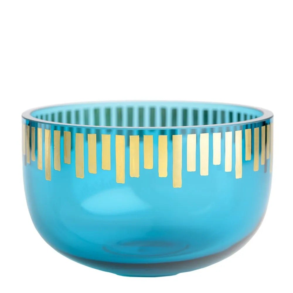 hellblaue Schale mit modernem Echtgolddekor
