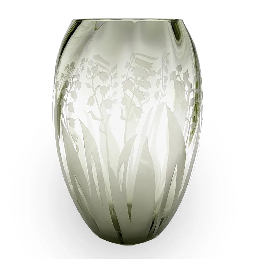 Olivgrüne Kristallvase von OertelCrystal
