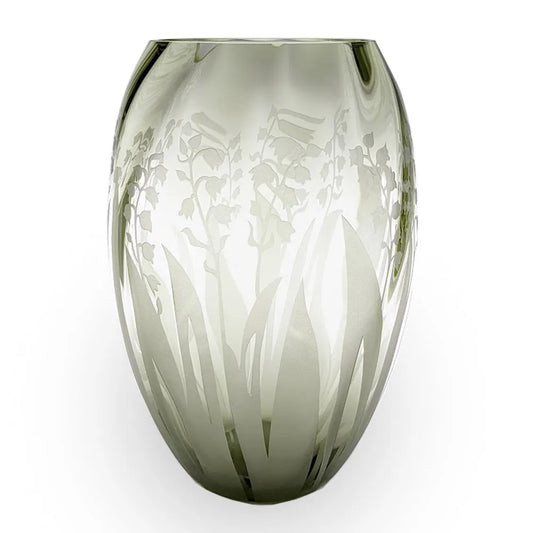 Olivgrüne Kristallvase von OertelCrystal