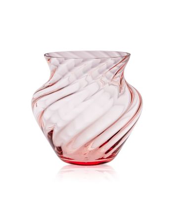 große Vase aus rosafarbenem Kristallglas