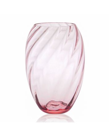 bauchige Vase aus rosafarbenem Kristallglas