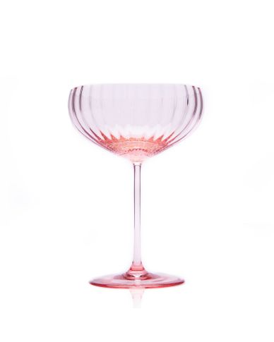 rosafarbene Champagnerschale mit feinem Linienmuster