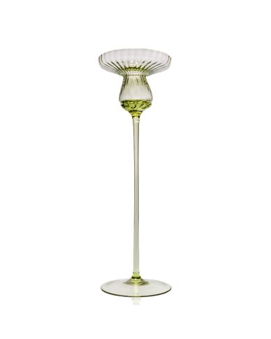 Eleganter olivgrüner Kerzenhalter aus Kristallglas