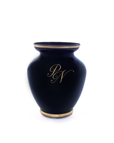 Pure Vase 18cm nero mit Monogramm