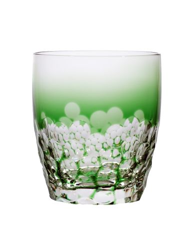 Grüner Becher aus Bleikristallglas mit Honeycomb Schliff