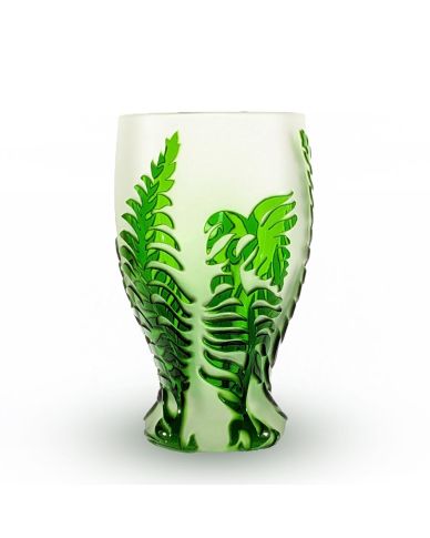 Kristallglas Vase mit handgearbeitetem Farndesign