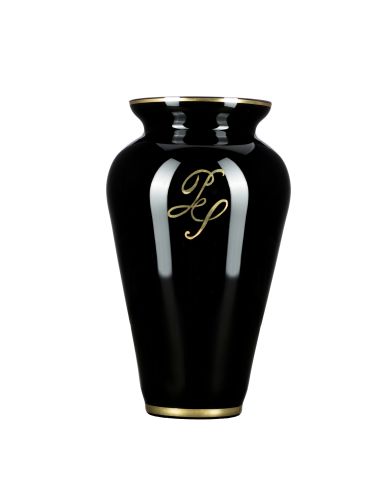 Vase Pure nero mit Goldmonogramm