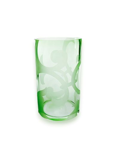 große hellgrüne Vase mit geometrischem Design